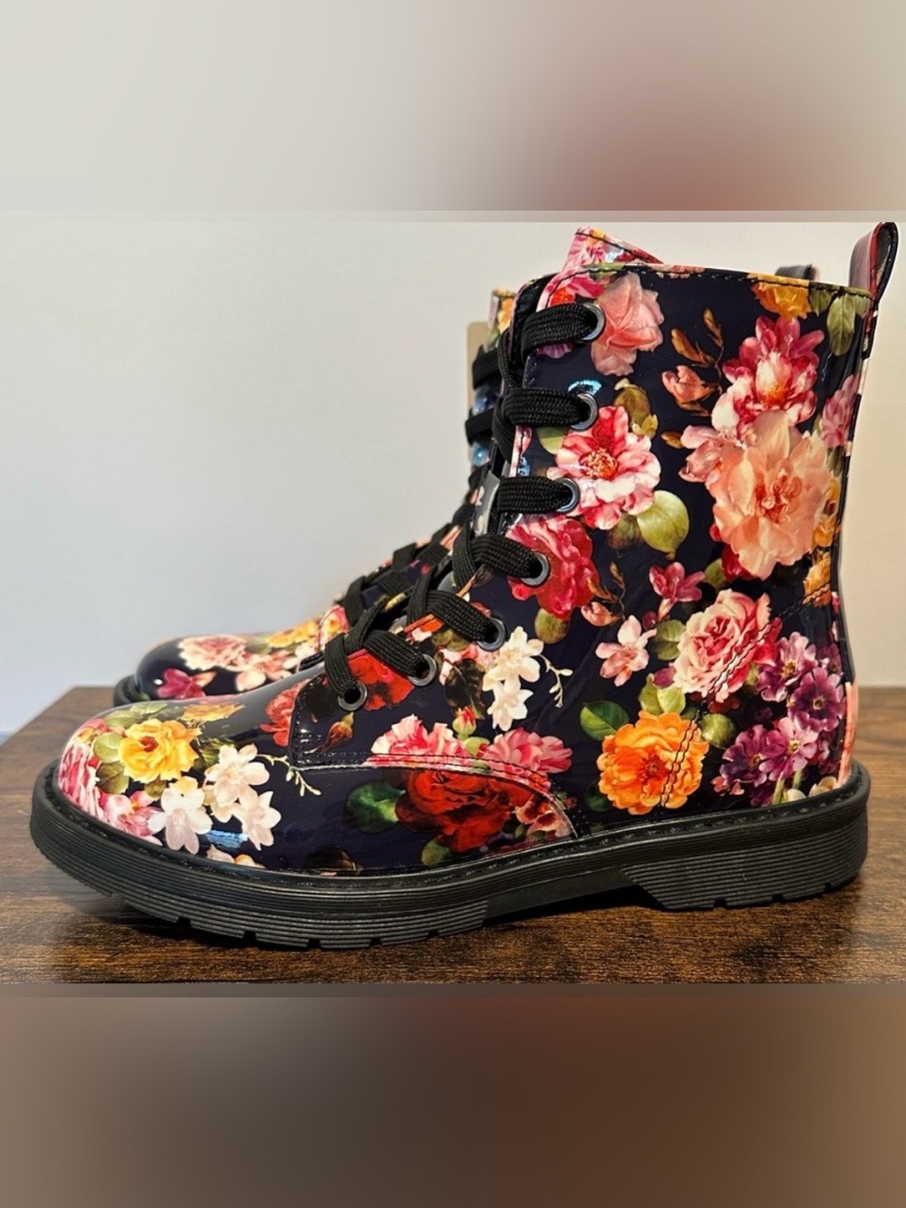 Thereabouts Girls Reese Floral Combat Boots NWT Size 12
